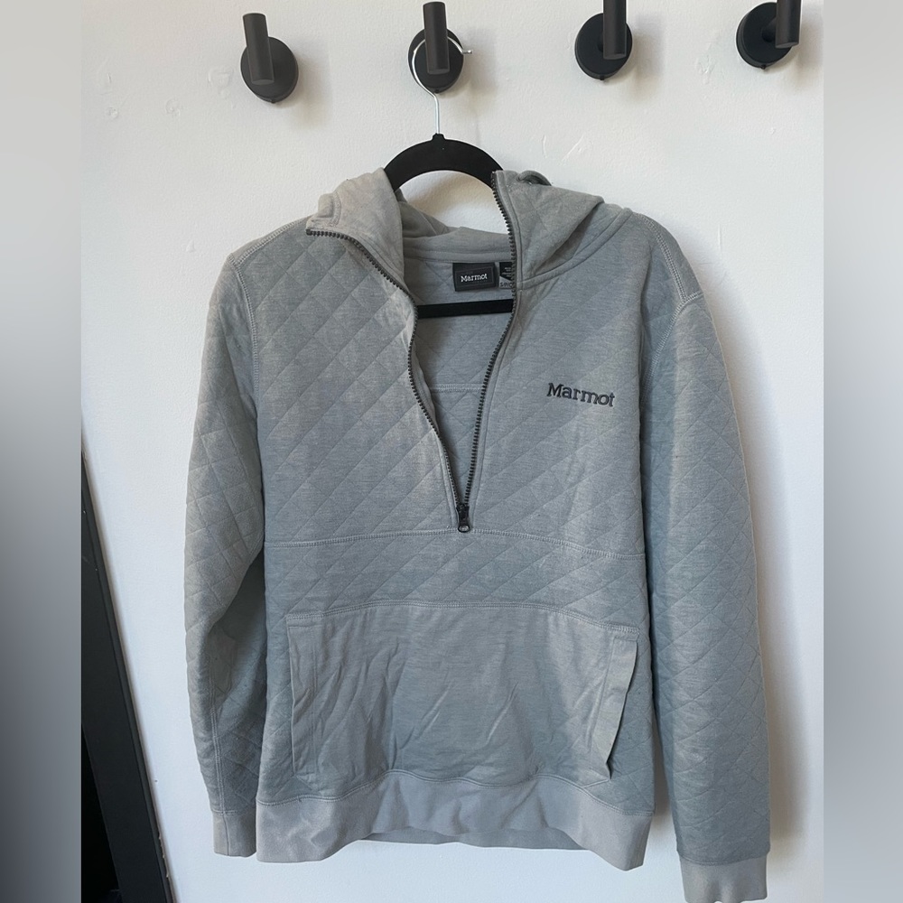 Marmot Galen Quilted 1/4 Zip Hoodie - Mens Size small - Blue